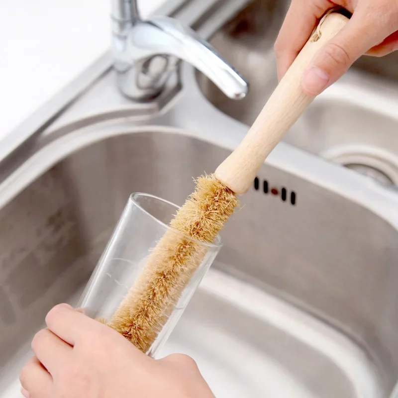 Coconut fiber Brown  Kitchen Cleaning Brush Natural Coir Brush hemp fiber non-stick skillet brush dish washing cup pot