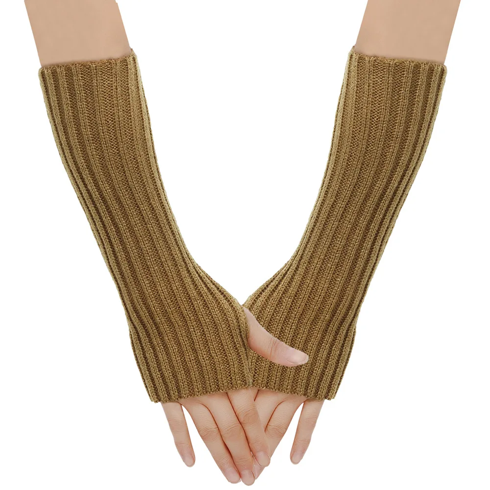 Winter Solid Color Half Finger Arm Sleeves Glove Women Girl Knitted Fingerless Hand Wrist Warmer Autumn Party Arm Warmer Mittens