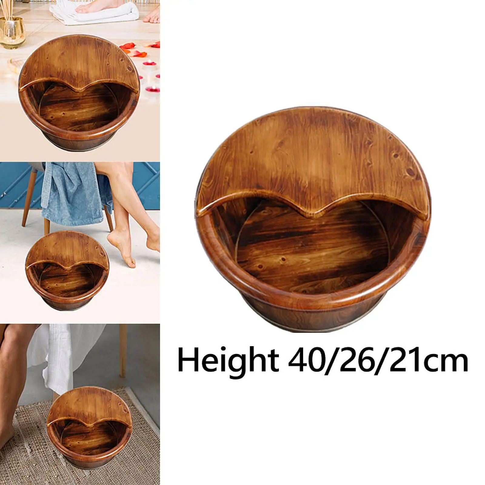 Wood Foot Bath Laundry Tub Pedicure SPA Barrel Washing Bowl Bucket Foot Washing Barrel for Outdoor Sauna Home Use Bedroom Travel