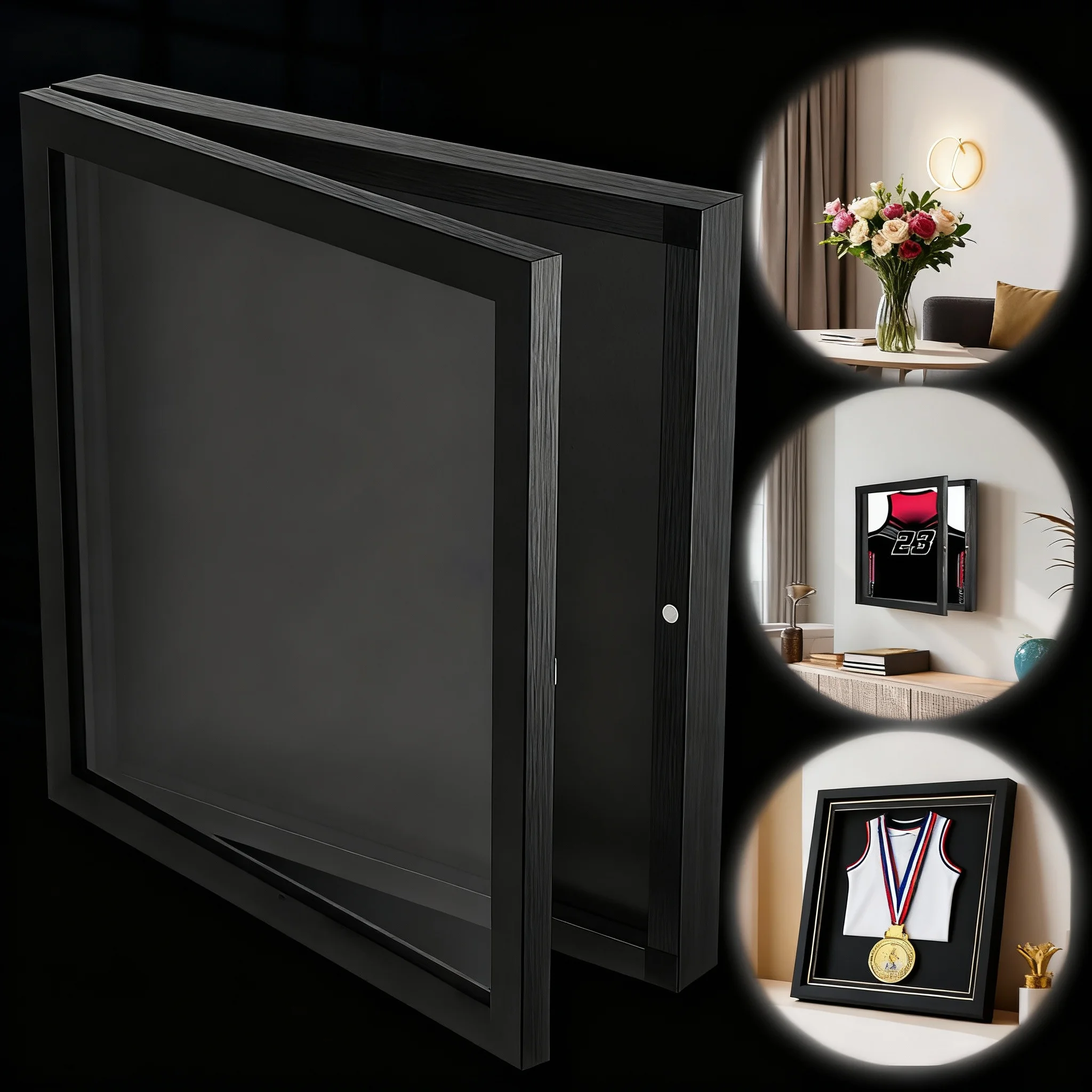 Jersey Display Frame Wood T Shirt Display Case 13x13inch Shadow Box Multifunctional Shadow Box Frame for Jerseys Memorabilia