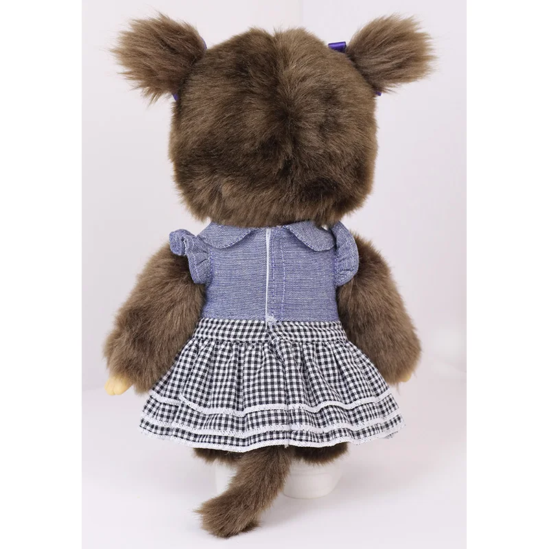 In Stock Original Monchhichi Cute Doll Fashionable Vinyl Plush Doll Lace Skirt Bowknot Room Ornaments Girls Birthday Gifts Toys