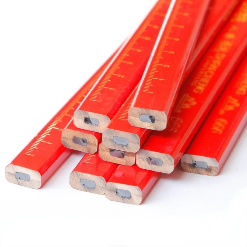 10pcs Octagonal Square Red Pencil Set Carpenter Woodworking Drawing Tools Carpentry Specific Octagonal Square Pencil