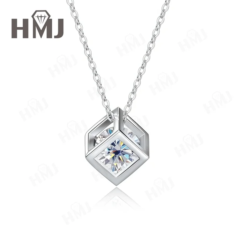 Einzigartiger Diamantförmiger 0,5ct/1ct Moissanit-Anhänger Halskette 925 Sterling Silber D-Farbe Party Statement Feiner Schmuck Geschenk für Sie – Detail 5
