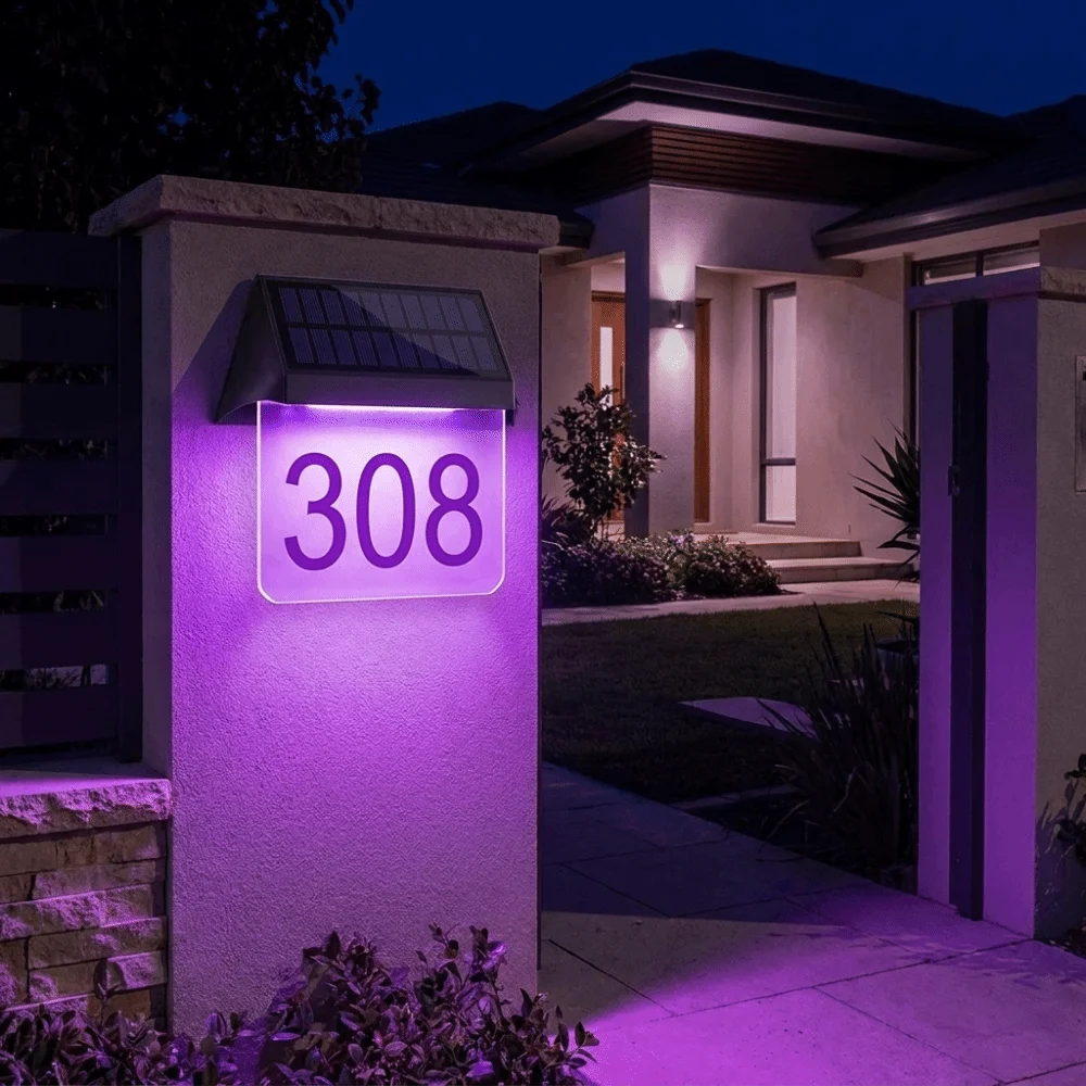 IP65 Waterproof Solar House Number Light Auto On Off Sturdy Outer Casing Solar Powered Wall Sconce Soft Uniform Light