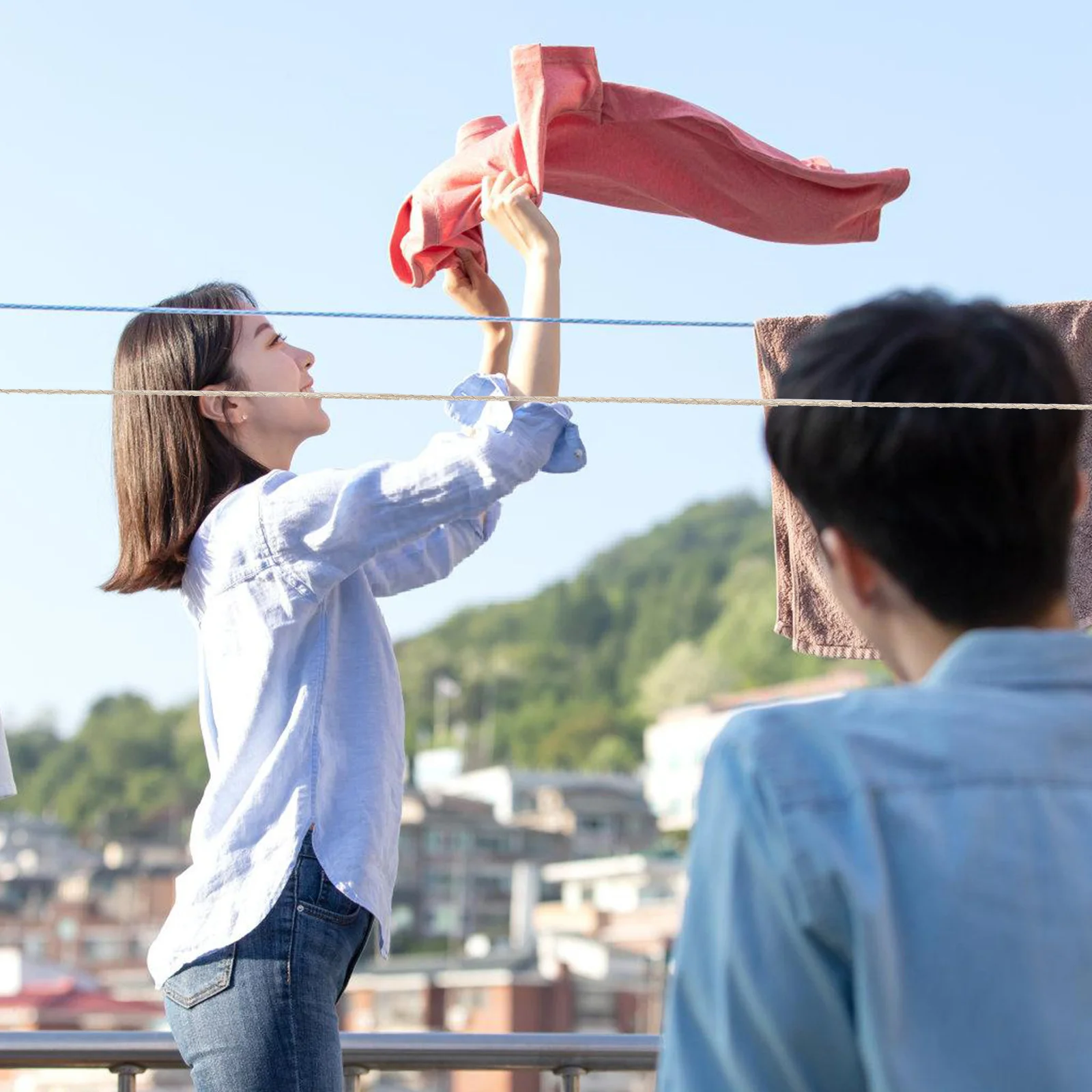 

50M Heavy Duty Washing Line Anti-Skid Clothesline for Indoor Outdoor Camping Travel Drying Heavy Duty Washing Line