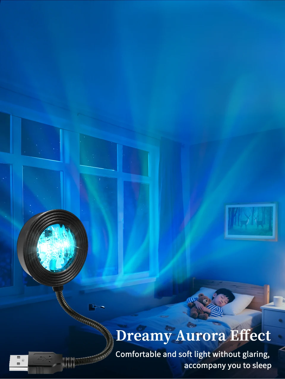 USB Plug-in Water Ripple Shaped Aurora Projection Light Touch/remote Control Color Changing Lighting Atmosphere Decoration Light