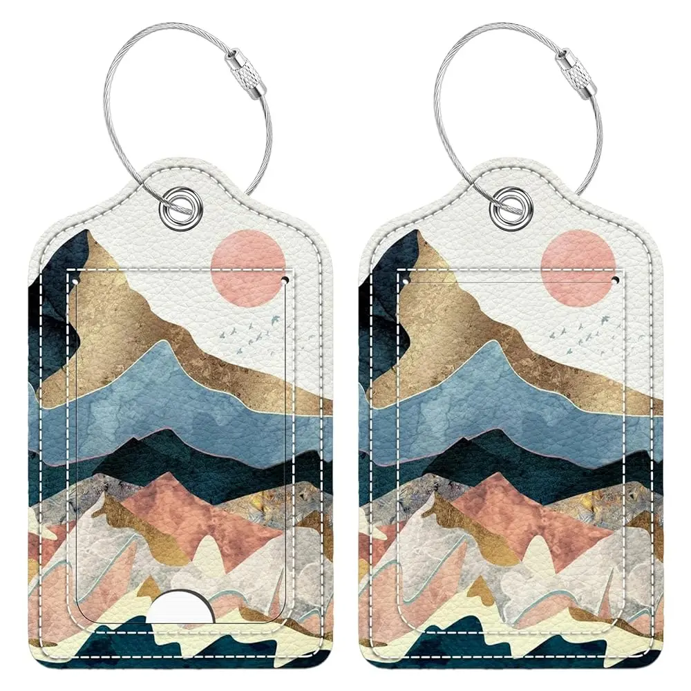 

Luggage Tag for Suitcase, Nautical Blue Anchor Unique Leather Suitcase Tags with Full Privacy Cover Stainless Steel Loop for