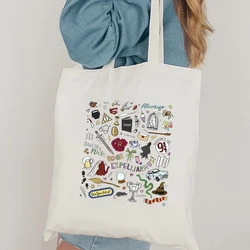 2024 Magic Wizard World Book Enthusiast Tote Bag Luna Shoulder Bag Magic Lovegood Pattern Printed Women's Canvas Shopping Bag