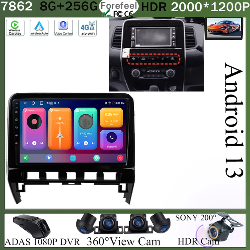 

For Nissan Serena 5 V C27 2016 - 2021 Multimedia Video Player GPS Navigation Android Auto 5G WIFI HDR Qled Screen NO 2 DIN DVD