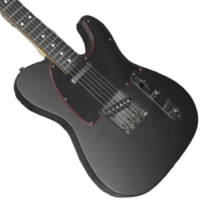 New!!!!! Matte Black Color, Tele Electric Guitar, Solid Alder Body ,Rosewood Fretboard, Red Edge Black pick guard ,