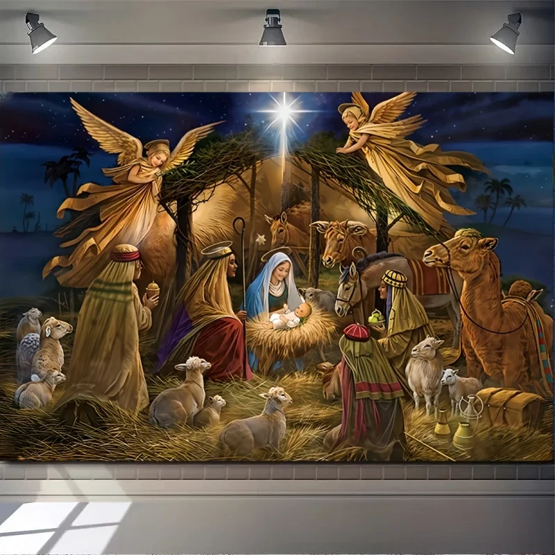 Merry Christmas Traditional Decorations Festive Jesus Heritage Background Banner Classroom And Office Cultural Banners 180x110cm