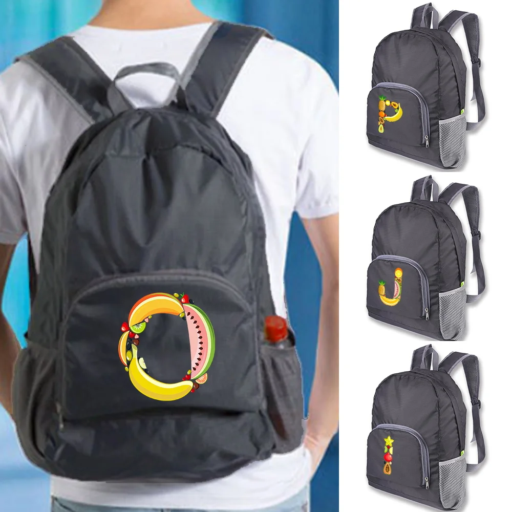 

Unisex Lightweight Outdoor Backpack Portable Foldable Outdoor Camping Hiking Travel Daypack Women Fruit Letter Pattern Sport Bag