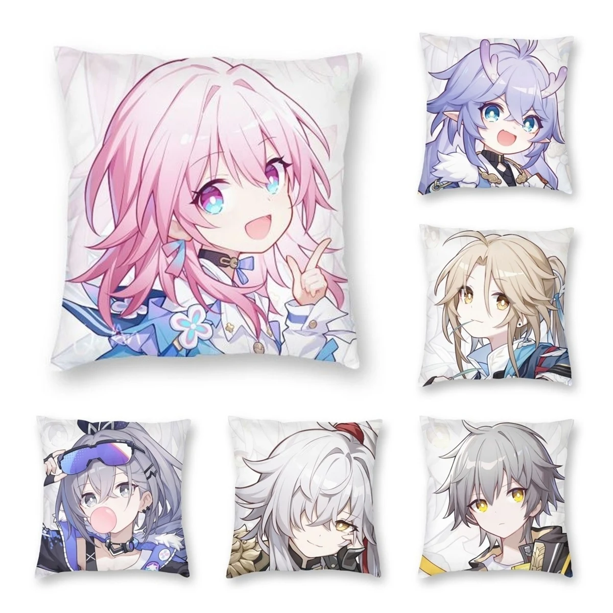 Game Honkai Star Rail March 7th BaiLu Anime Character Pillowcase Cosplay 3D Peachskin Plush Accessories Halloween Gifts For Kids