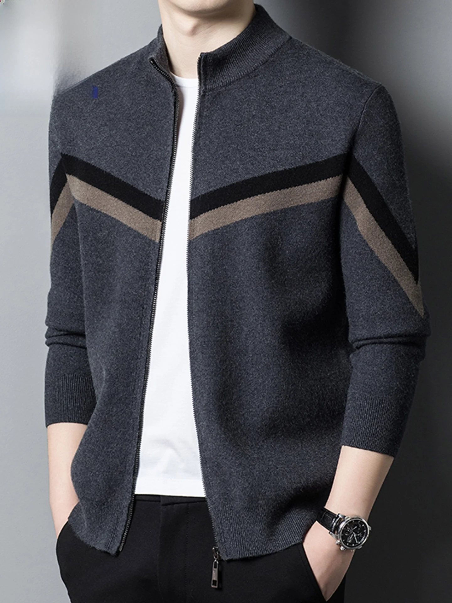 

Pure Wool Men's Open Cardigan Winter Faion Zipper Knitted Sweater Soft Comfortable Fit Casual Sle TUCANO Autumn Winter