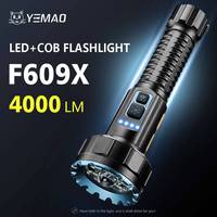 2000LM Portable LED+COB Flashlight Dual Switch With Hook 10 Lighting Modes 9 LED Beads 21700 Battery Rechargeable Magnetic Torch