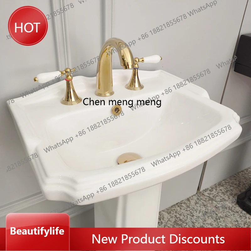 zq10 Bathroom small retro column basin matching four-inch three-hole faucet type single hole