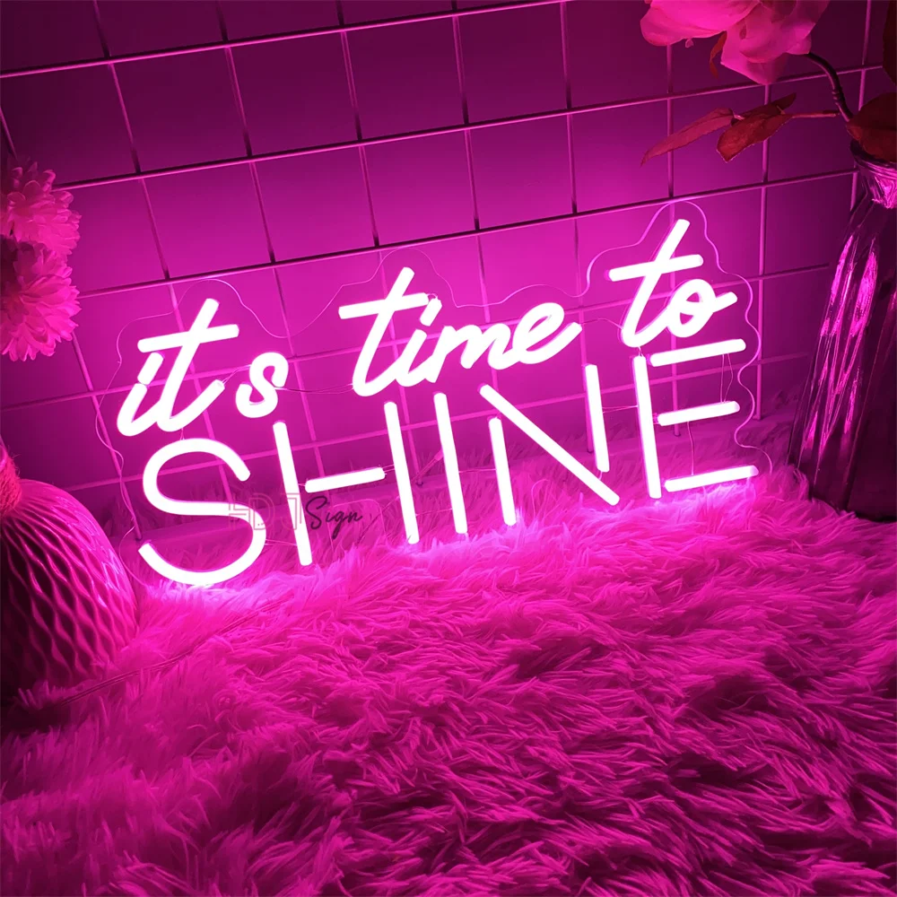 It Is Time To Shine Neon Led Sign Room Wall Decor LED Night Lights Sign USB Home Bedroom Party Bar Decoration Neon Lamps