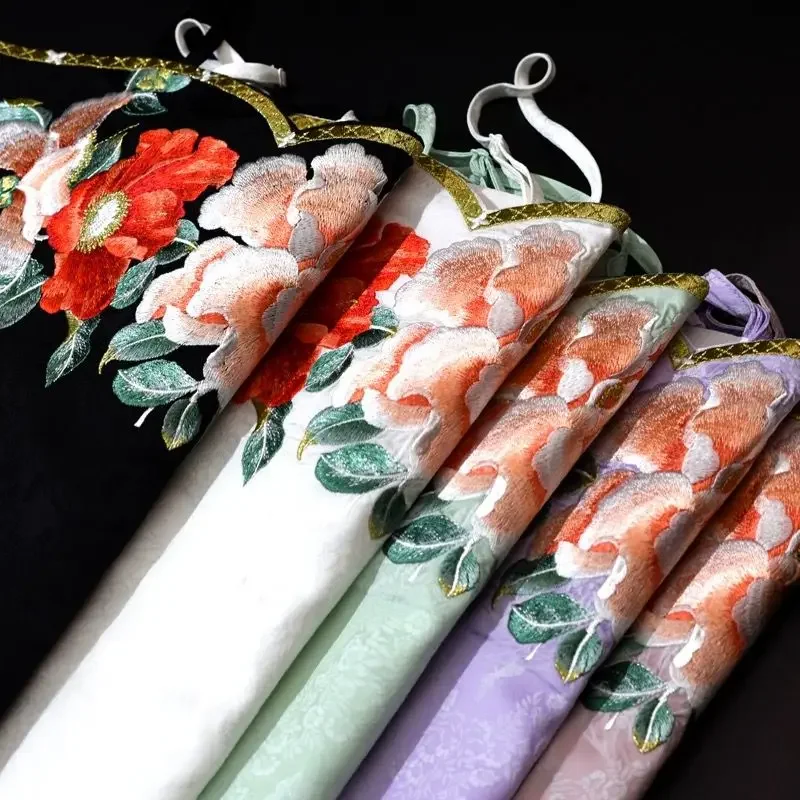 Hanfu Borduren Hemdje Dames Geborduurde Bloemen Hemdje Wit Zwart Hanfu Hemdje Vest Voering Binnenkant Top Roze Paars