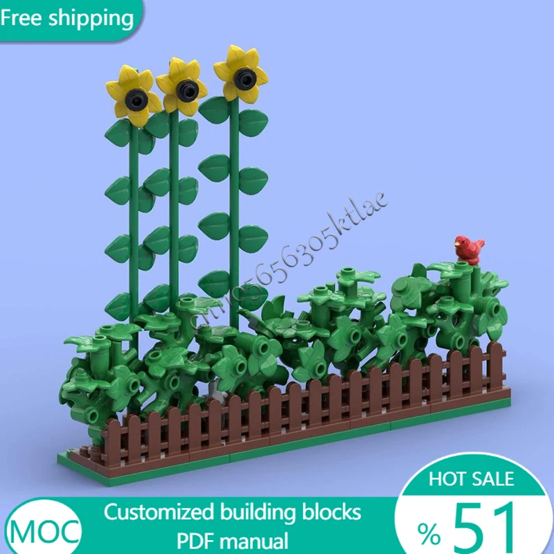 93 PCS Flowers Garden Hedge With Sunflowers MOC Customize Modular Building Block Popular Technology DIY Boys Holiday Toy Gifts