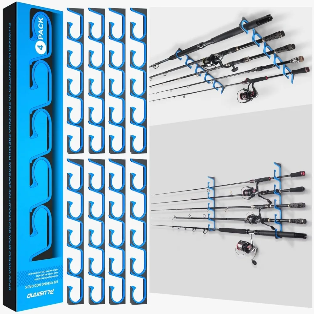 

H5 Horizontal Fishing Rod/Pole Holders for Garage, Wall or Ceiling Mounted Fishing Rod Rack,