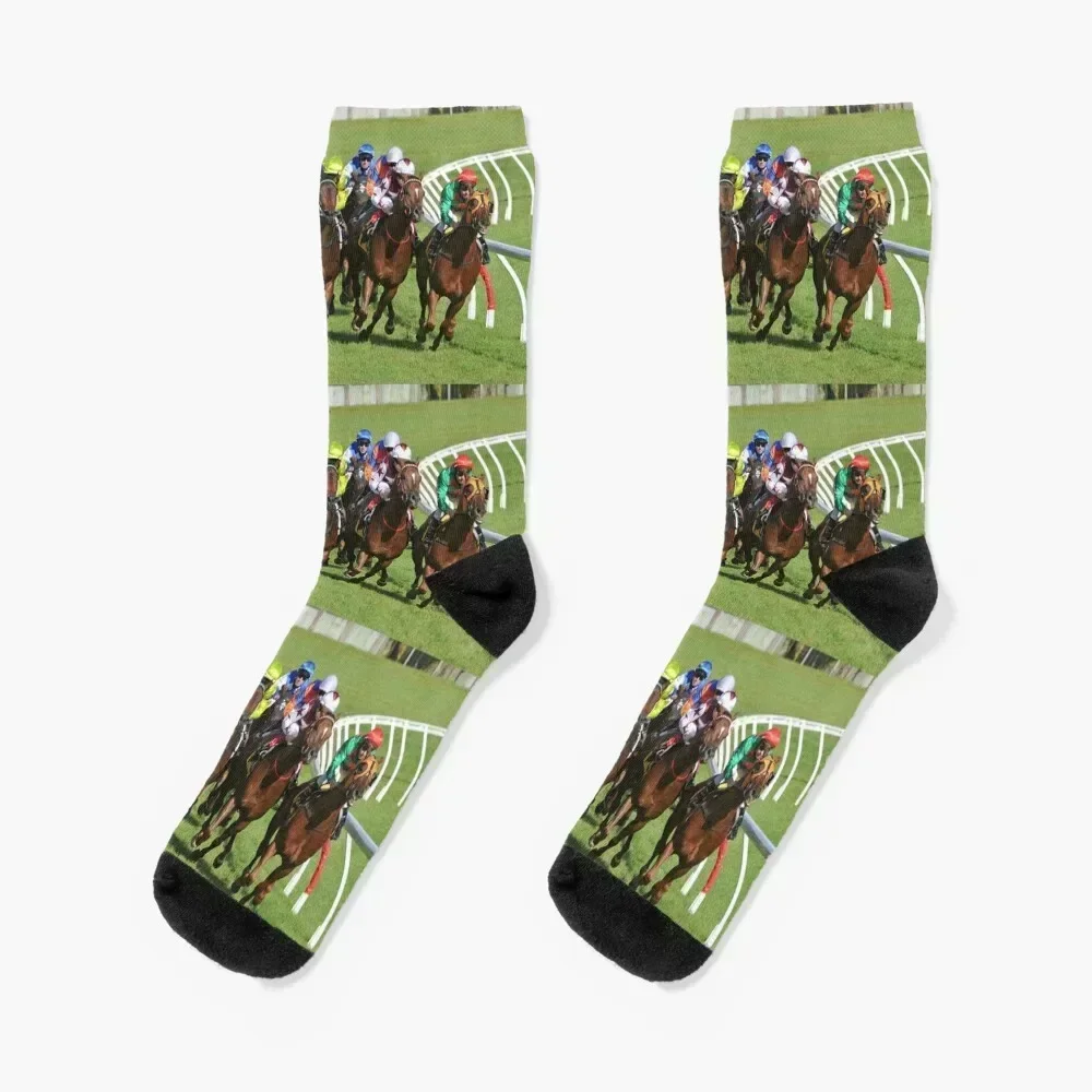 

Horse racing action Socks cotton Run Antiskid soccer with print Socks For Man Women's