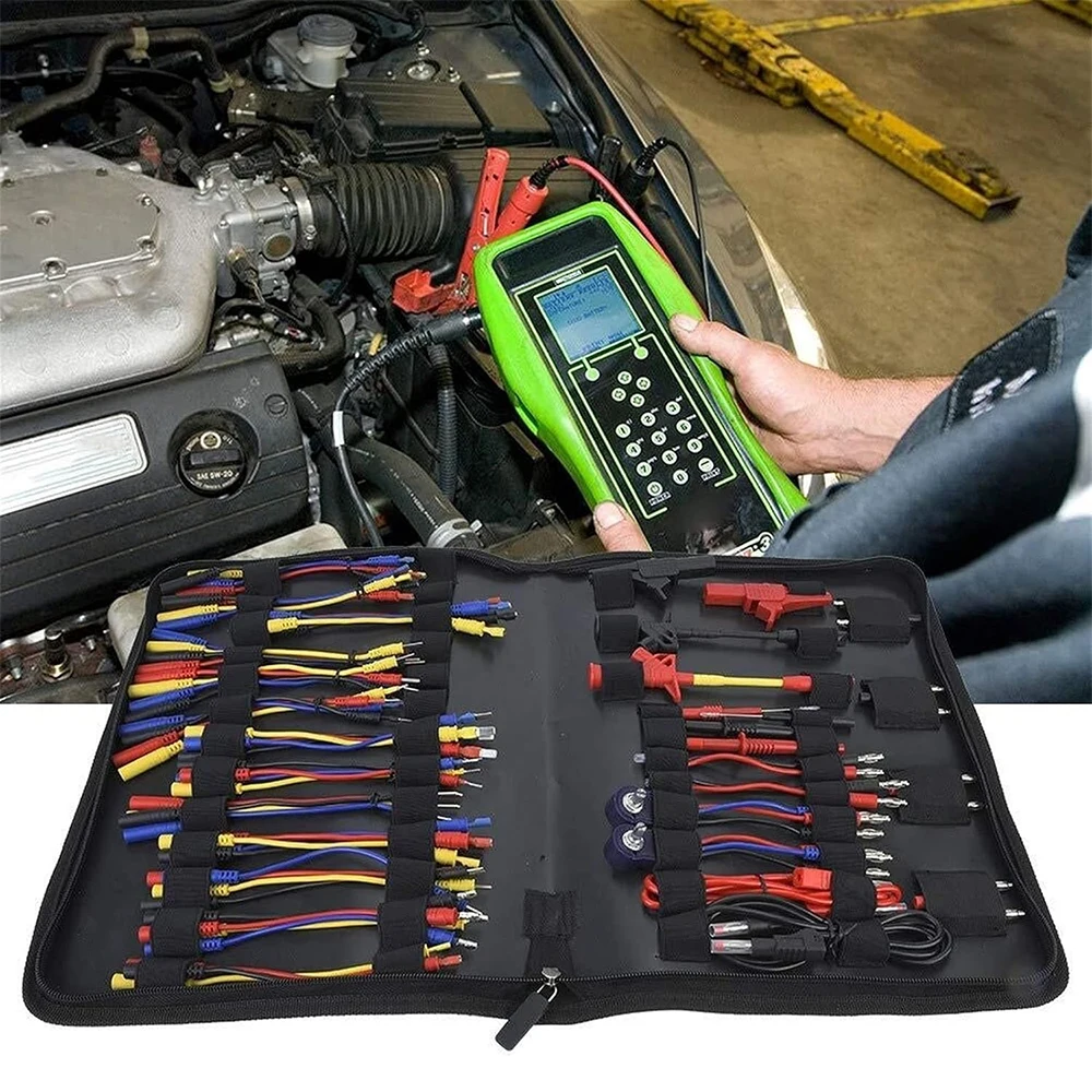 Podofo 70-teiliges Multimeter-Testleitung-Set, essentielles Kfz-Prüfwerkzeug mit Verbindungsstücken, flachen Anschlüssen, elektronischen Steckverbindern, Kabeln, Handwerkzeug-Tester mit 5-kOhm-Potentiometer für Kfz-Tests – Detail 2