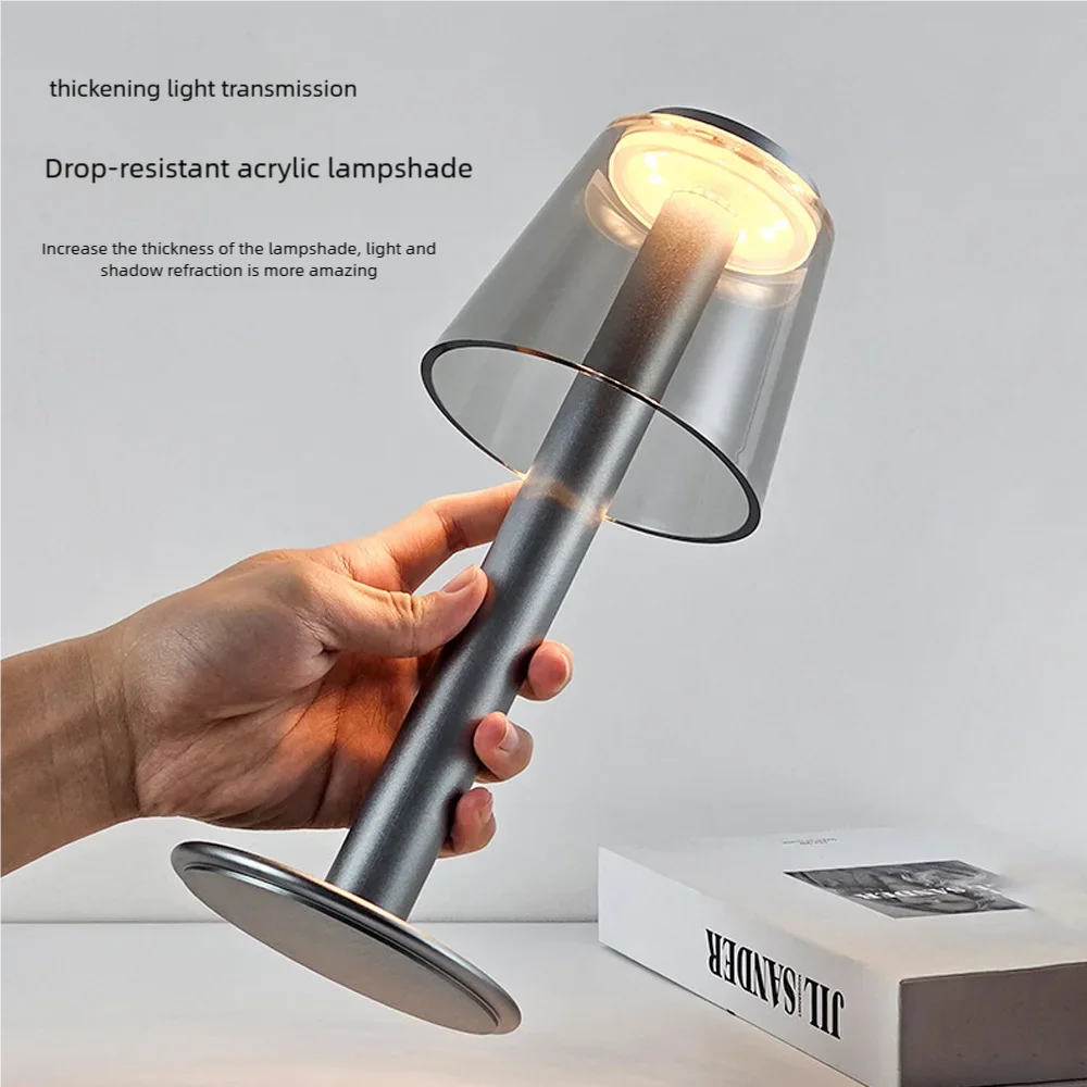 All Aluminum USB Rechargeable Table Lamp Modern Simple Creative Restaurant Table Lamp Bedside Ambiance Night Lights