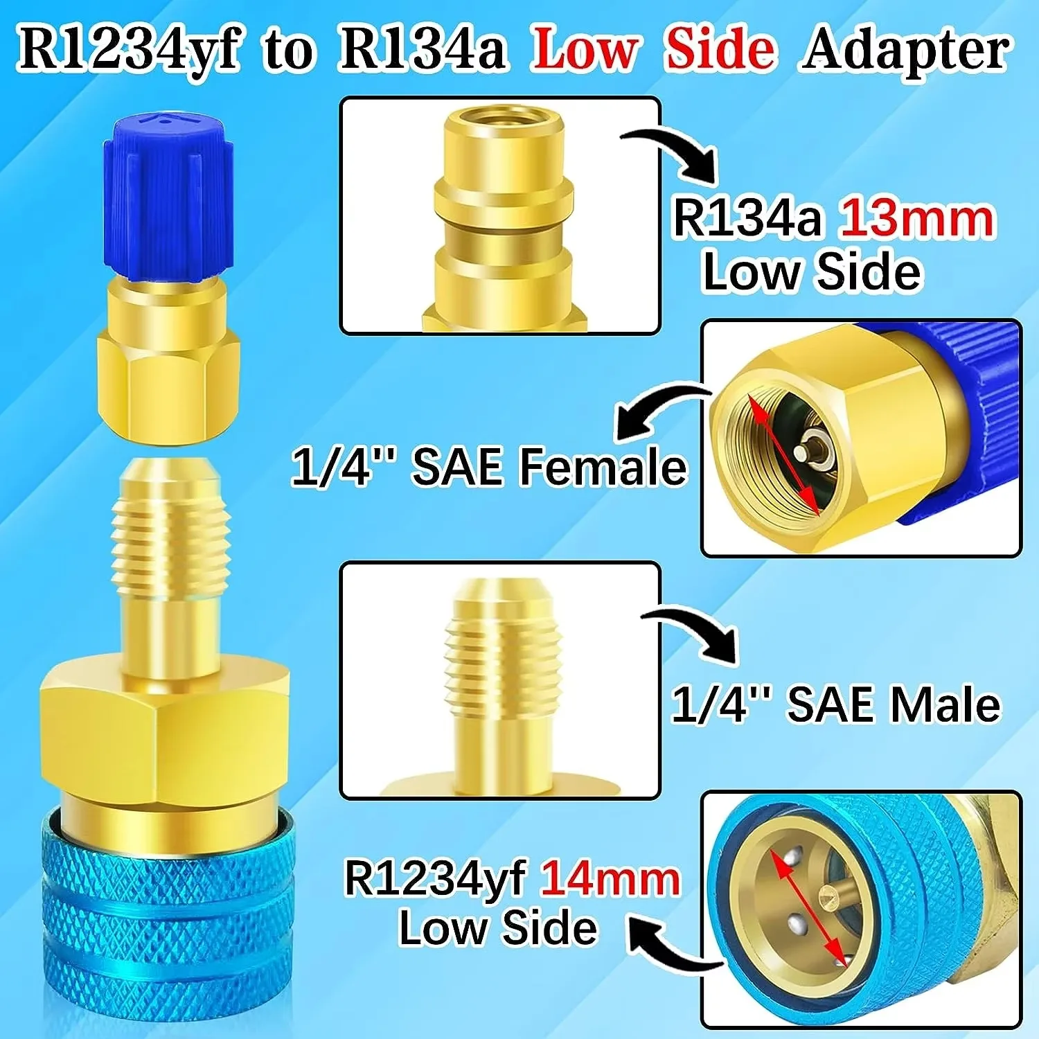 Refrigerant Recharge Kit R1234yf Adapter R1234YF To R134A Quick Coupler Conversion Kit Car Air Conditioning AC Repair Tool