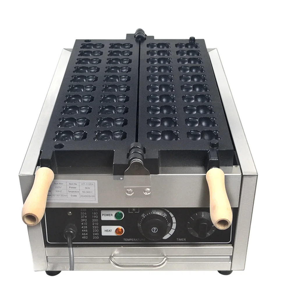 XEOLEO Commercial 20PCS Little Bear Shape Waffle Maker 3000W Electric Bear Waffle Make Machine Non-stick coating Snack Equipment