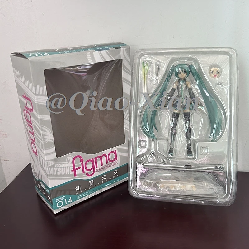 14cm Anime Hatsune Miku Figma 014 Joint Movable Face Change Boxed Doll PVC Action Figure Cute Model Toys Birthday Gift For Girls