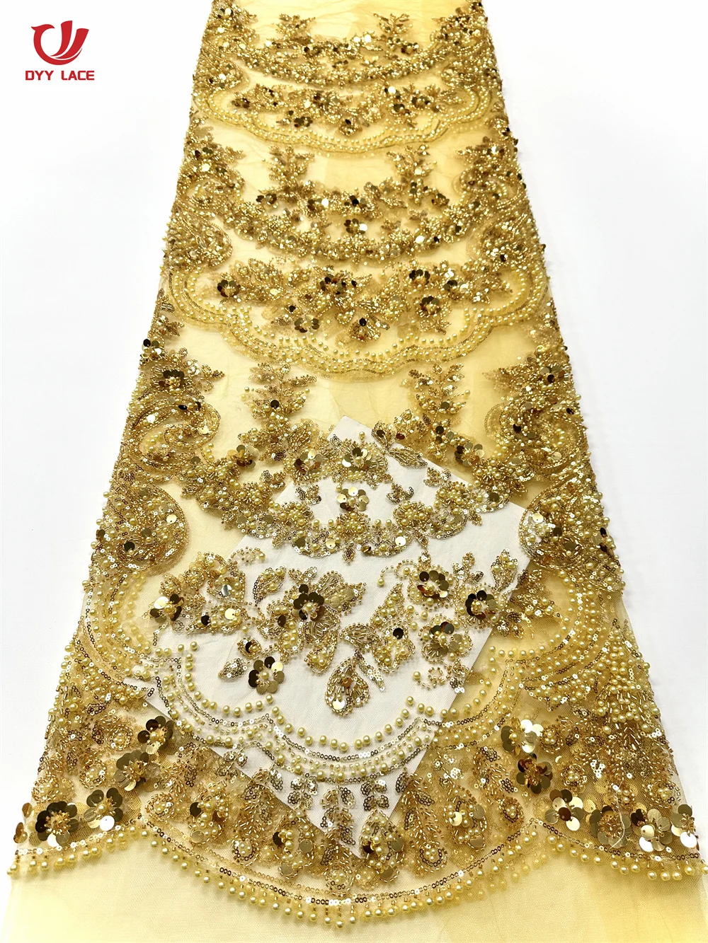 

Luxury African Sequins Lace Fabric 2025 High Quality French Nigerian Groom Beaded Lace Fabric For Sewing Dress 5 Yards