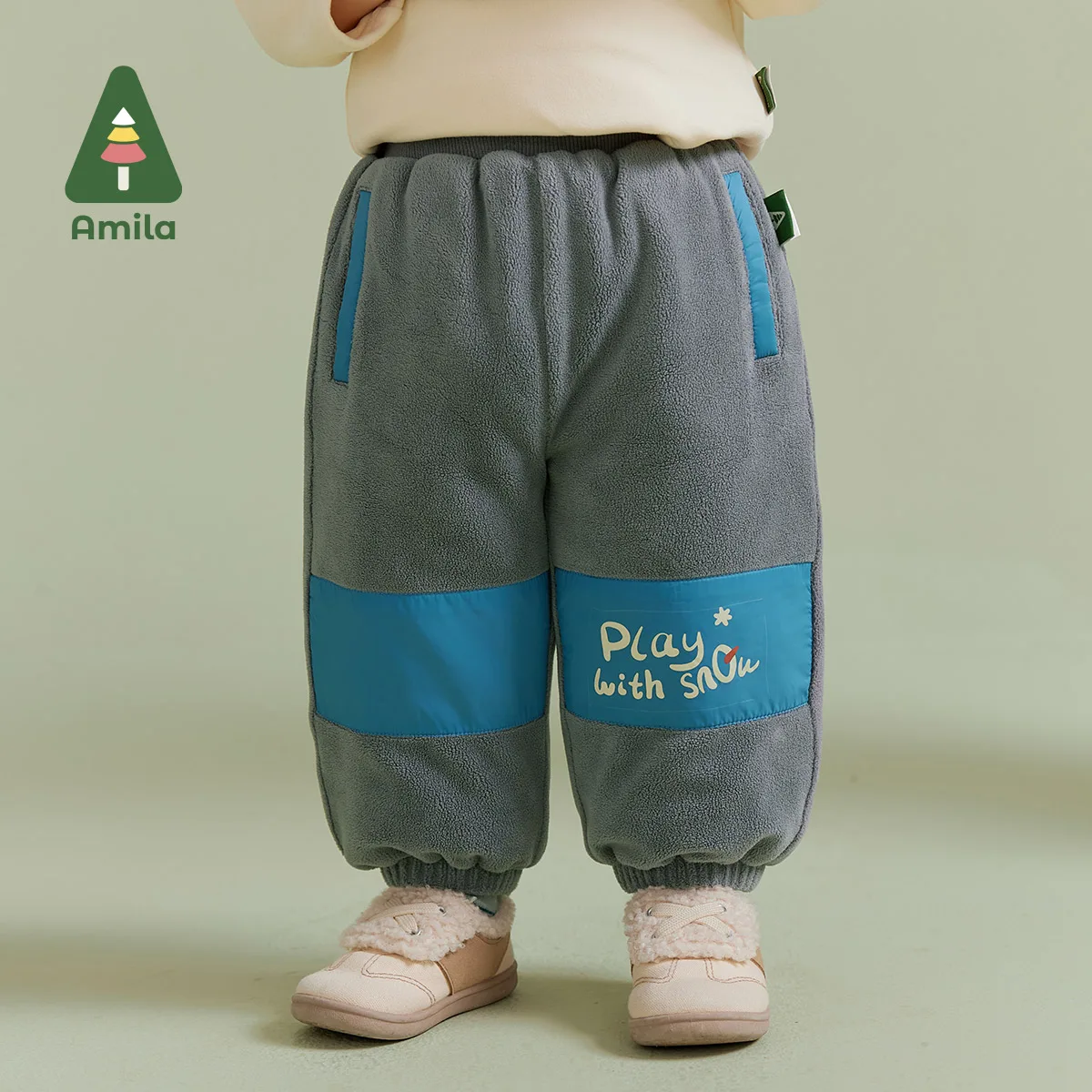 Amila Baby Boy Cotton-padded Trousers 2024 Winter New Multicolour Soft Cosy Color Blocking Warm   Baby Clothing