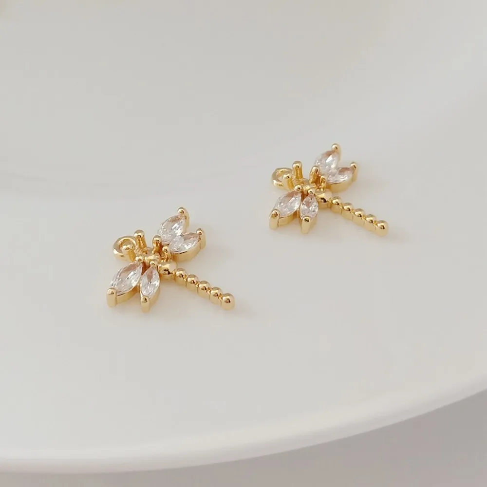 14K Gold-plated Accessories, Zircon Dragonfly Pendant, Pendant, Bracelet, Necklace, DIY Handmade Jewelry Materials