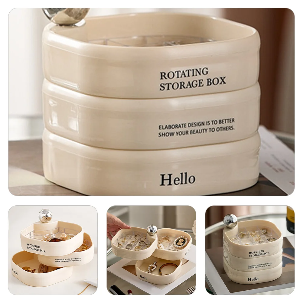 

Rotating Jewelry Organizer Box Multi-Layer Storage Case for Bracelets Rings Necklaces Decorative Jewelry Holder