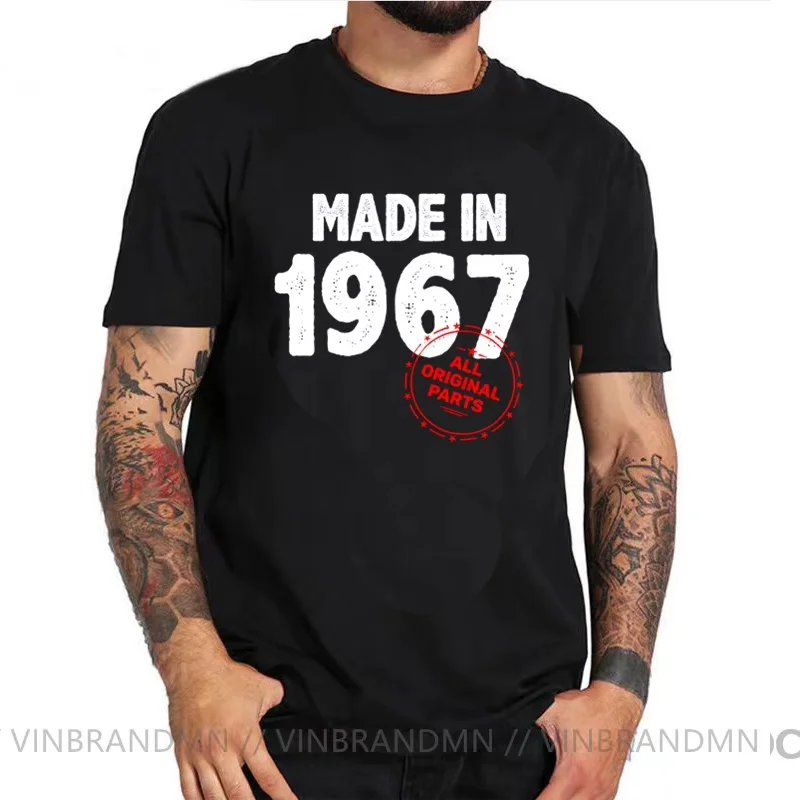 Винтажная футболка Made In 1967, все оригинальные детали для мужчин, футболка Dad Father 53th Birthday Born in 1967, мужская одежда 60-х годов