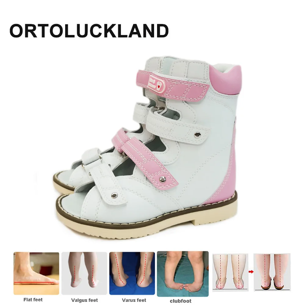 Ortoluckland Children Sandals Girls Kids Orthopedic Leather Shoe Nice New Fancy Corrective Flatfoot Clubfoot Booties For Toddler