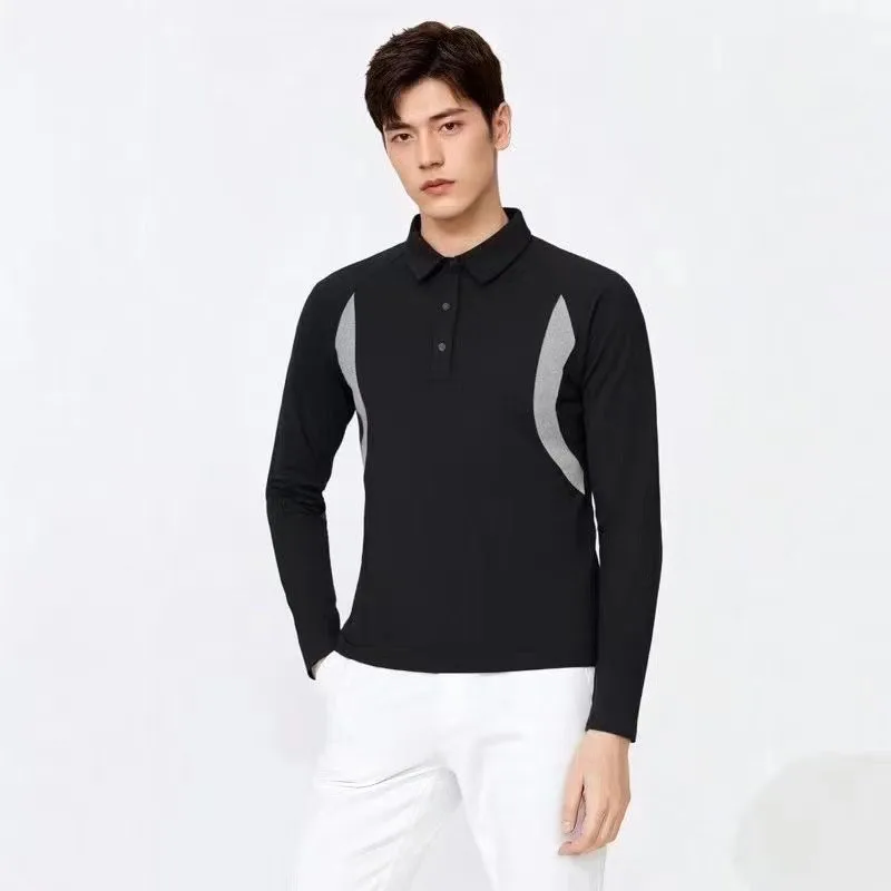 

Fashionable new golf men's sports breathable top long sleeve golf wear polo
