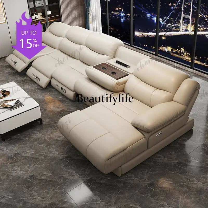 

07 Living Room Electric Recliner Sofa Charger Ports Lounges Electric Recliner Sofa Sectional Massage Divano Soggiorno Furniture