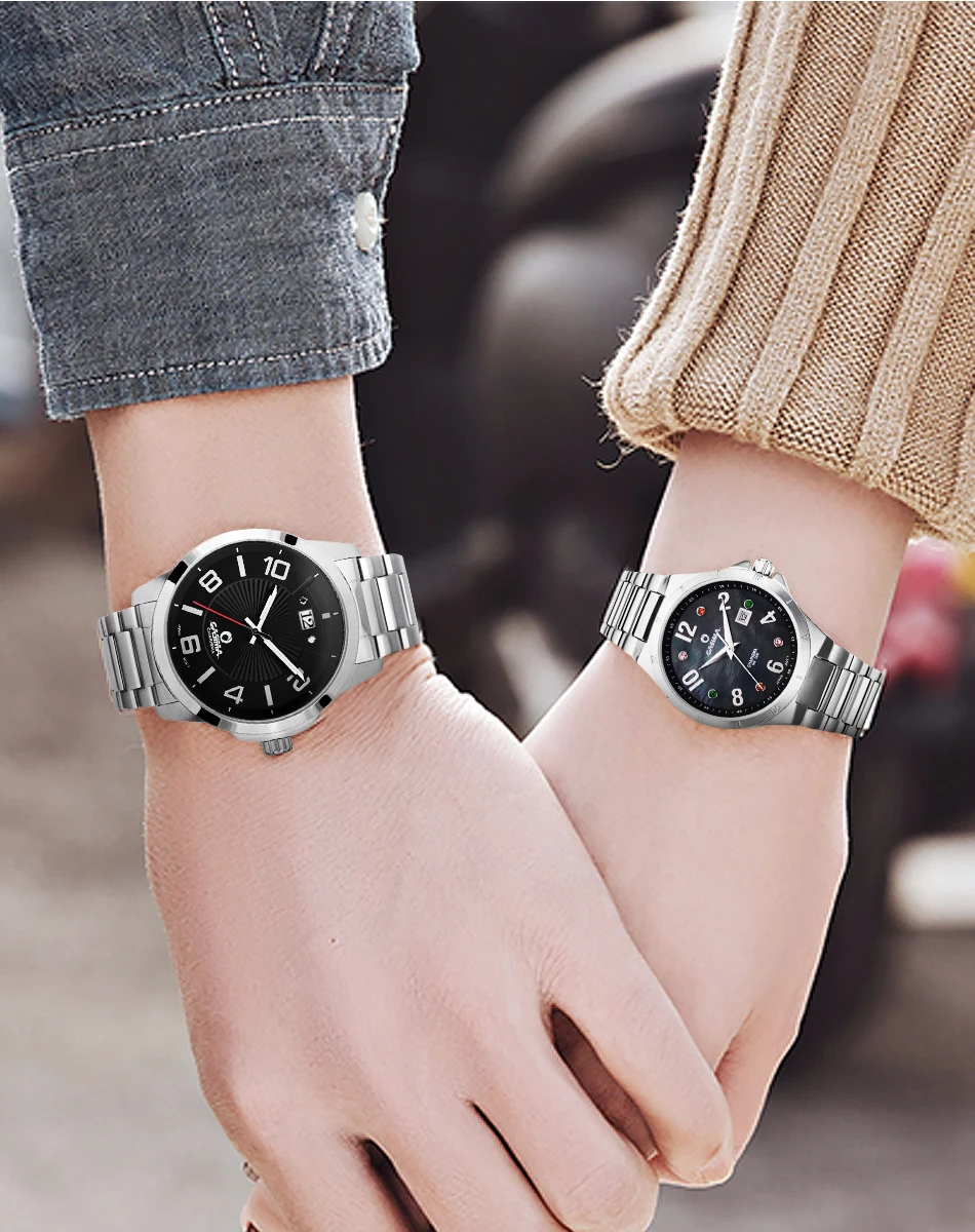 CASIMA Часы для пар Кварцевые наручные часы простой модный хронограф водонепроницаемый светящийся, модель CR-5109 (мужской)/CR-5104 (женский)-983