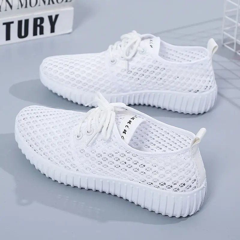 Summer Shoes for women Mesh Hollow No-slip Comfort Breathable Ladies Sports Shoes Casual Soft Portable Wedge Flat Sneakers Women