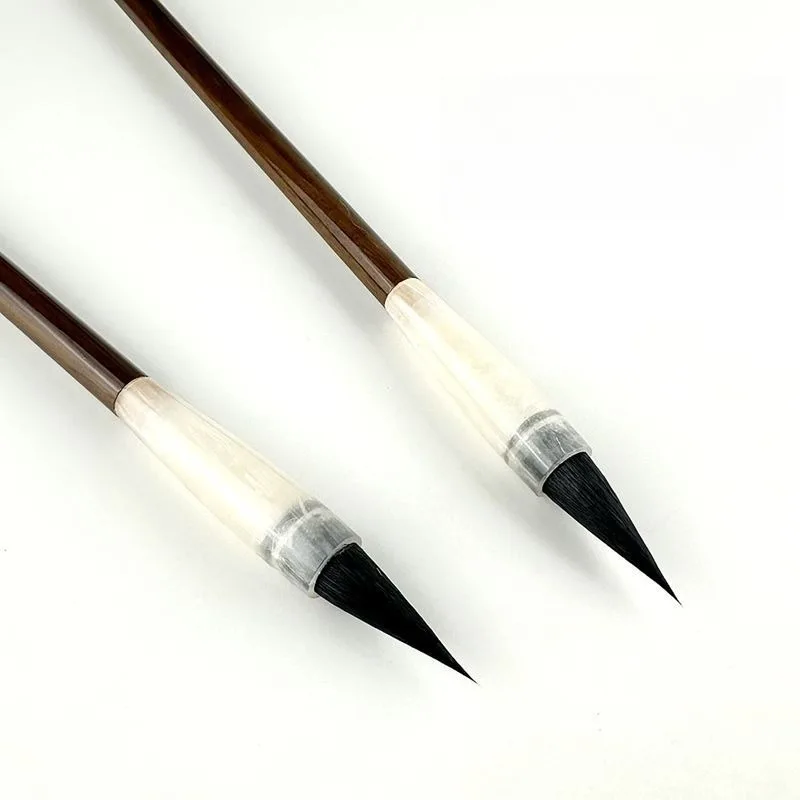 Pincel de barba de ratón para caligrafía con letras pequeñas, práctica de caracteres de pintura china y pincel dorado delgado