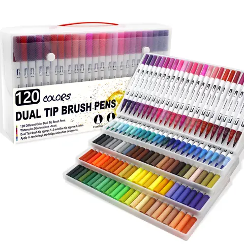 Touriste Tip Brush Marker Pens, Interconnexion Fineliner, Dessin, Peinture, Staacquering Coloriage, Manga Art Supplies, 12, 48, 120/132 Couleurs