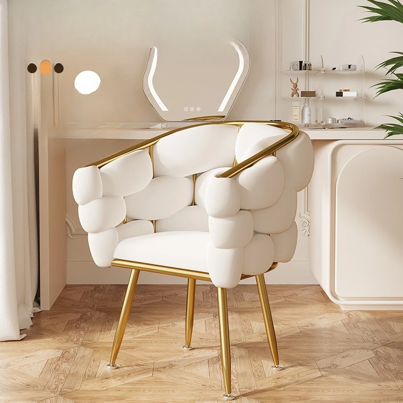 

Makeup chair household girls bedroom dresser stool cream wind petals light luxury manicure backrest makeup stool