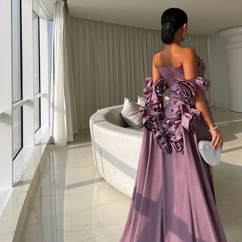 Thinyfull Sexy Mermaid Prom Evening Dresses Saudi Arabia Strapless 3D Flower Party Dress Women Cocktail Prom Gowns Customized image 2