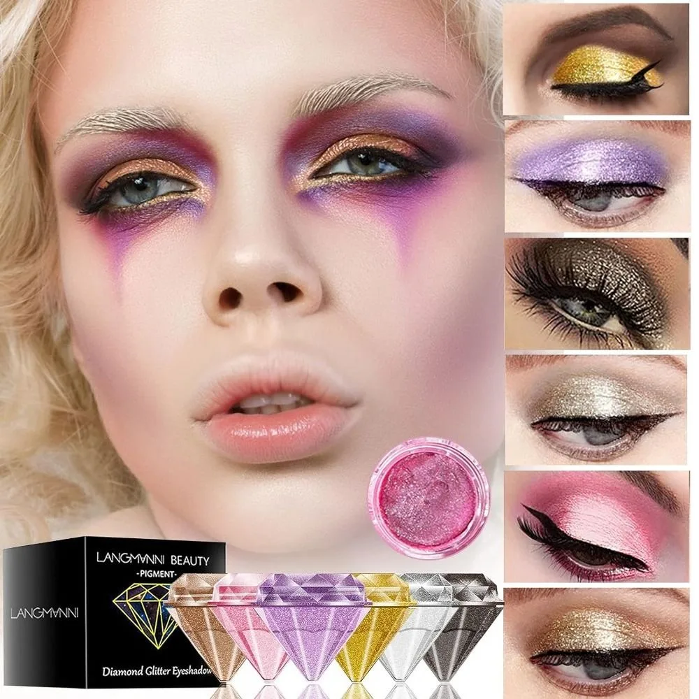 พาเลทอายแชโดว์กลิตเตอร์เพชรเม็ดสีแน่น ชิมเมอร์ ไชน์ เฟซ โกลว์ อายแชโดว์คริสตัล อายแชโดว์กลิตเตอร์แต่งหน้าติดทนนาน