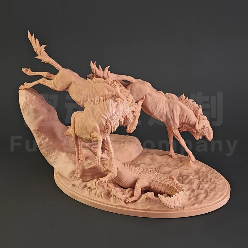 

1/35 14.9cm Nile crocodiles ambush a herd of wildebeest Model Toys Ancient Prehistroy Animal Model Gk Customize 3D Printing