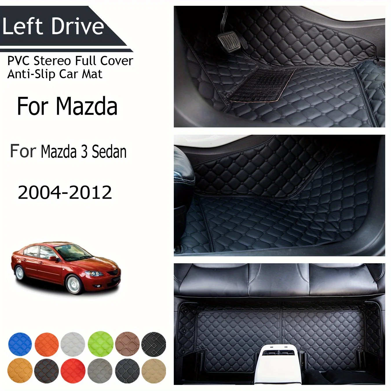 

TEGART 【LHD】For Mazda For Mazda 3 Sedan 2004-2012 Three Layer PVC Stereo Full Cover Anti-Slip Car Mats Floor Car Accessories