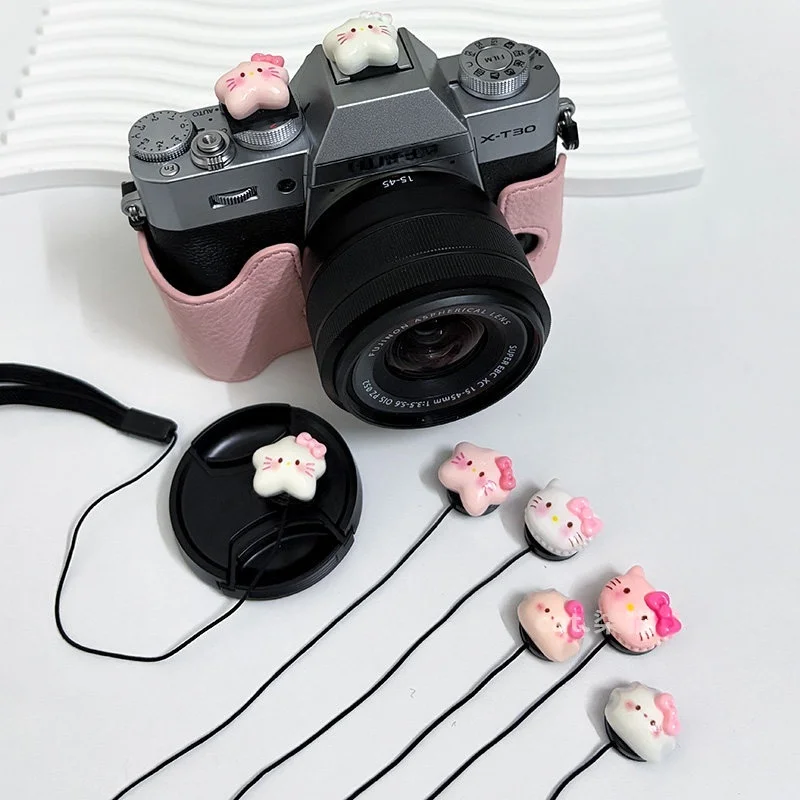 Camera Lens Cap Anti Lost Rope Cover Creative Cute 58mm 52 for Canon Nikon Sony Olympus Fuji Pentax DSLR Mirrorless Accessories