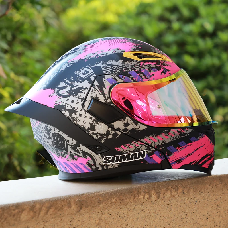 

Men Women Flip Up Motorcycle Helmets DOT Approved Vintage Dual Visor Full Face Helmet Double Lens Modular Riding Helm Scooter