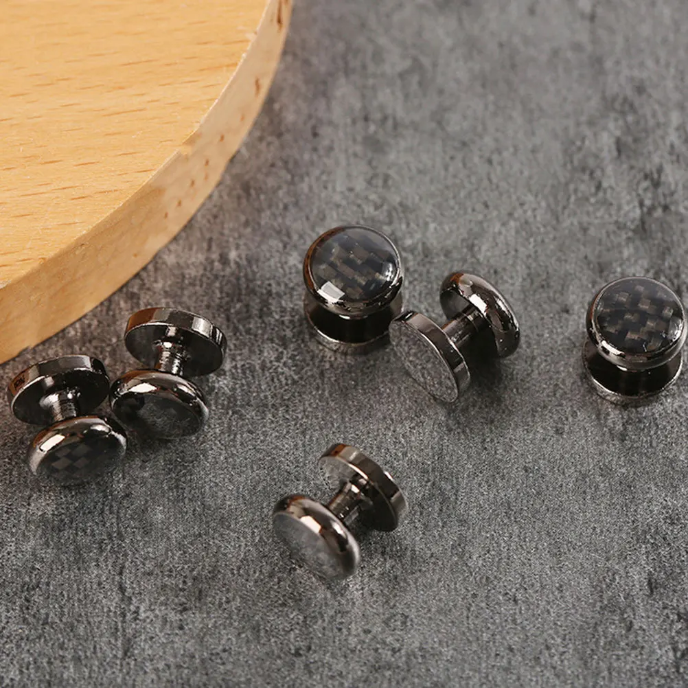

8Pcs Men Cufflinks Set Black Enamel Wedding Studs Groom Groomsmen Tuxedo Shirt Accessories Formal Business Events